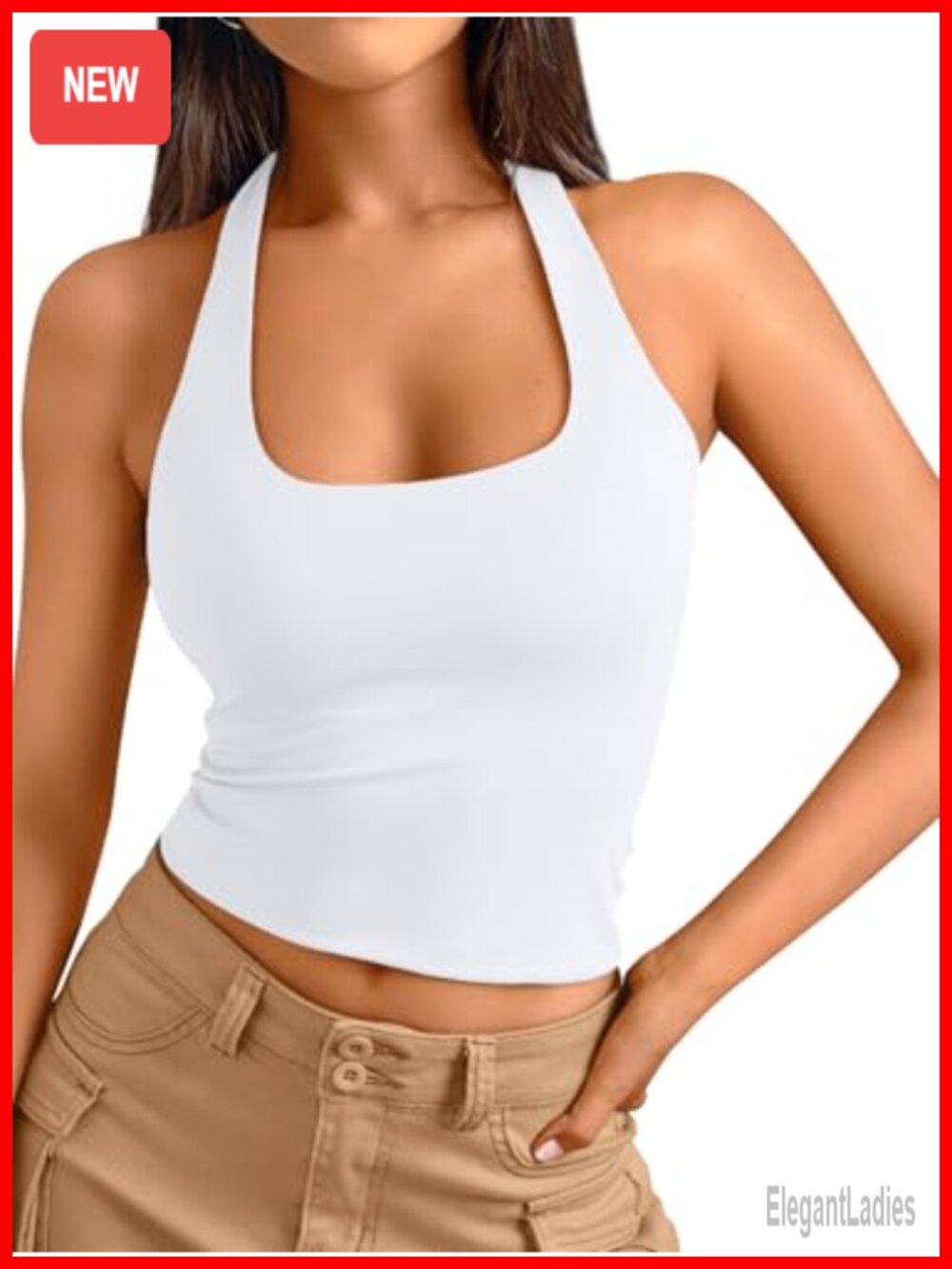 Halter Square Neck Crop Top Sleeveless Backless Y2K Slim Fit